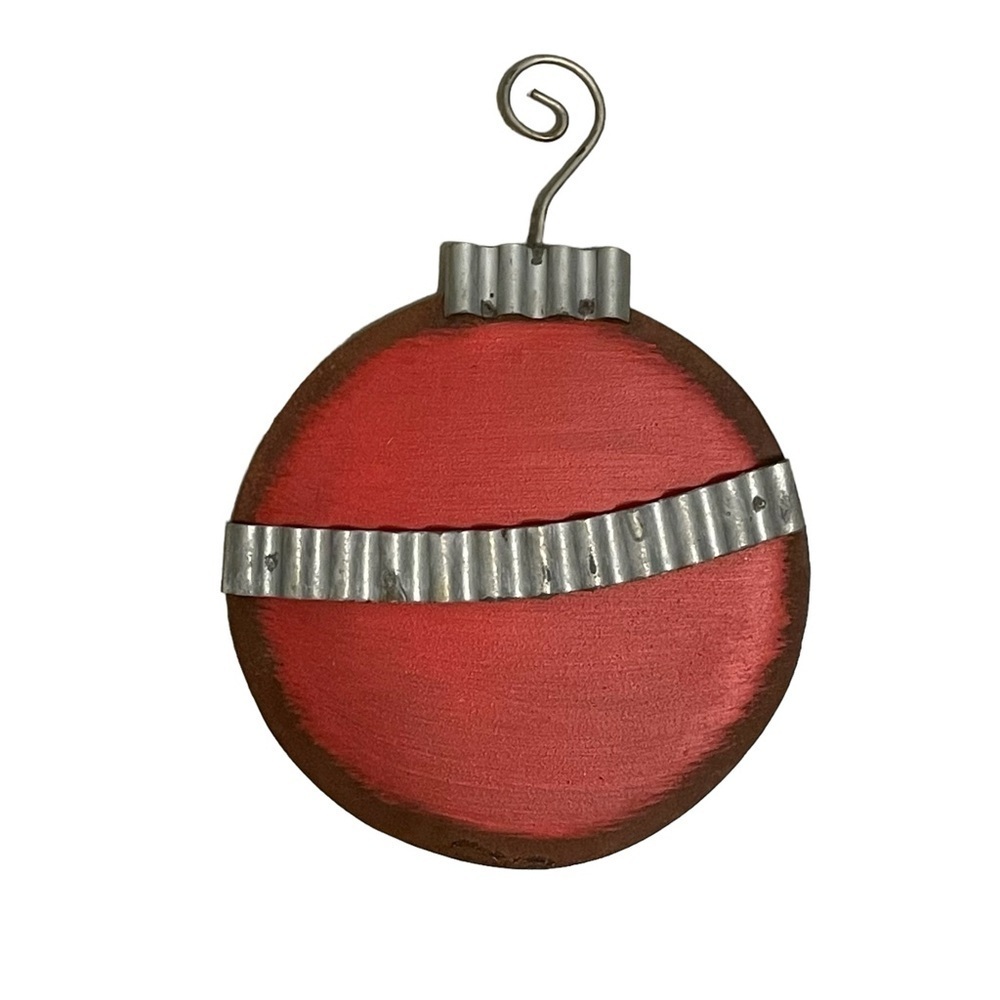 Red Metal Christmas Rustic Farmhouse Ornament